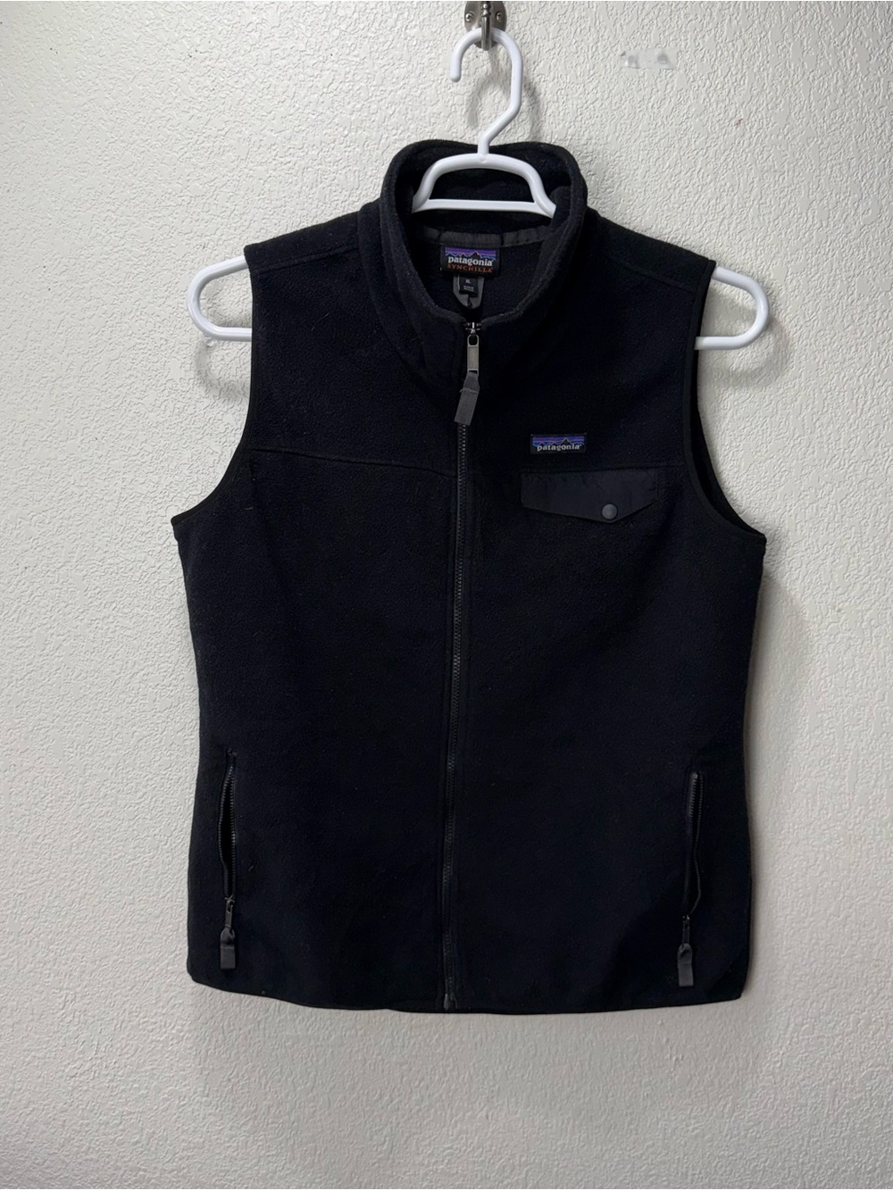 Patagonia Synchilla Women's Black Fleece Full Zip Vest Size XL Vintage Mexico
